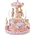 Mr.Winder Carousel Music Box Snow Globe Unicorn Horse Musical Boxes with Color Lights, for Girls Women Daughter,Gift for Anniversary Christmas Birthday