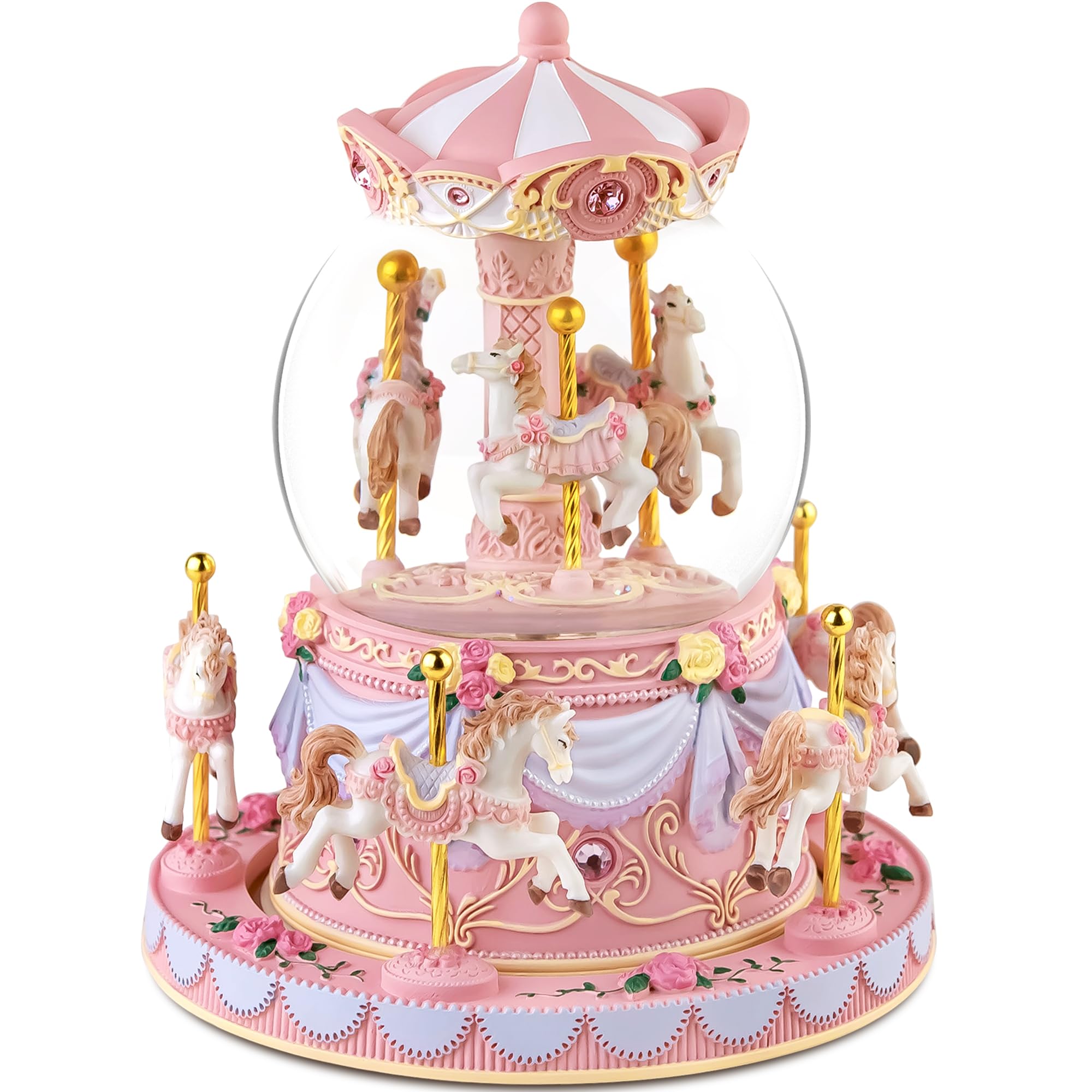 Photo 1 of Carousel Snow Globe Birthday Gift for Girls Daughter, Carousel Music Box Plays You are My Sunshine, Upgraded Merry Go Round Carousel Horse Gifts for Mom Friend Sister Women