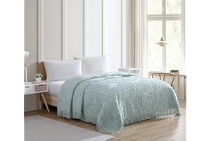 Beatrice Home Fashions Medallion Chenille Bedspread, King, Blue