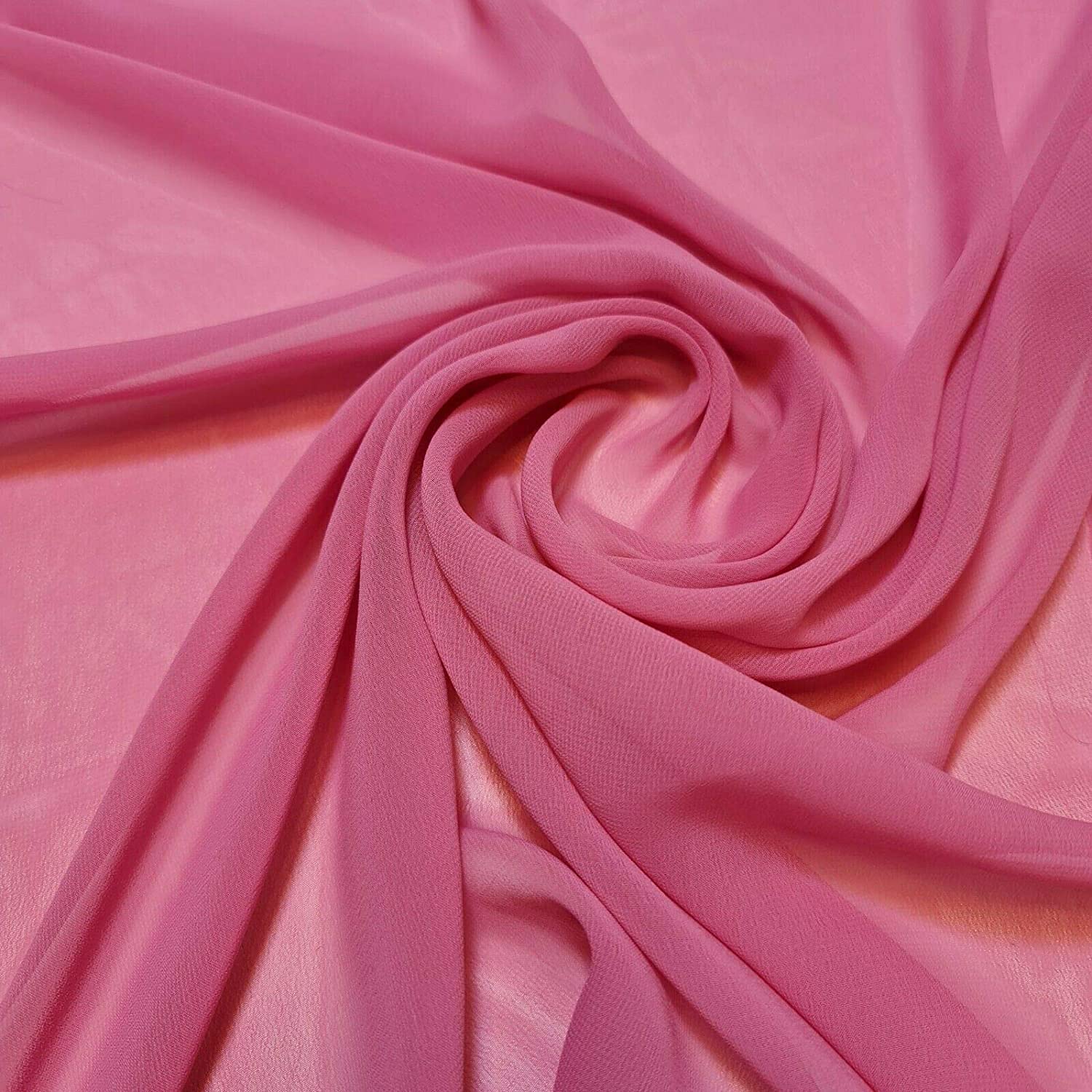 New Plain Chiffon Sheer Crepe Fabric Premium Dyed Dress Drape Decor Craft Fabric (Pre Cut 5 Meter - Dusty Pink)