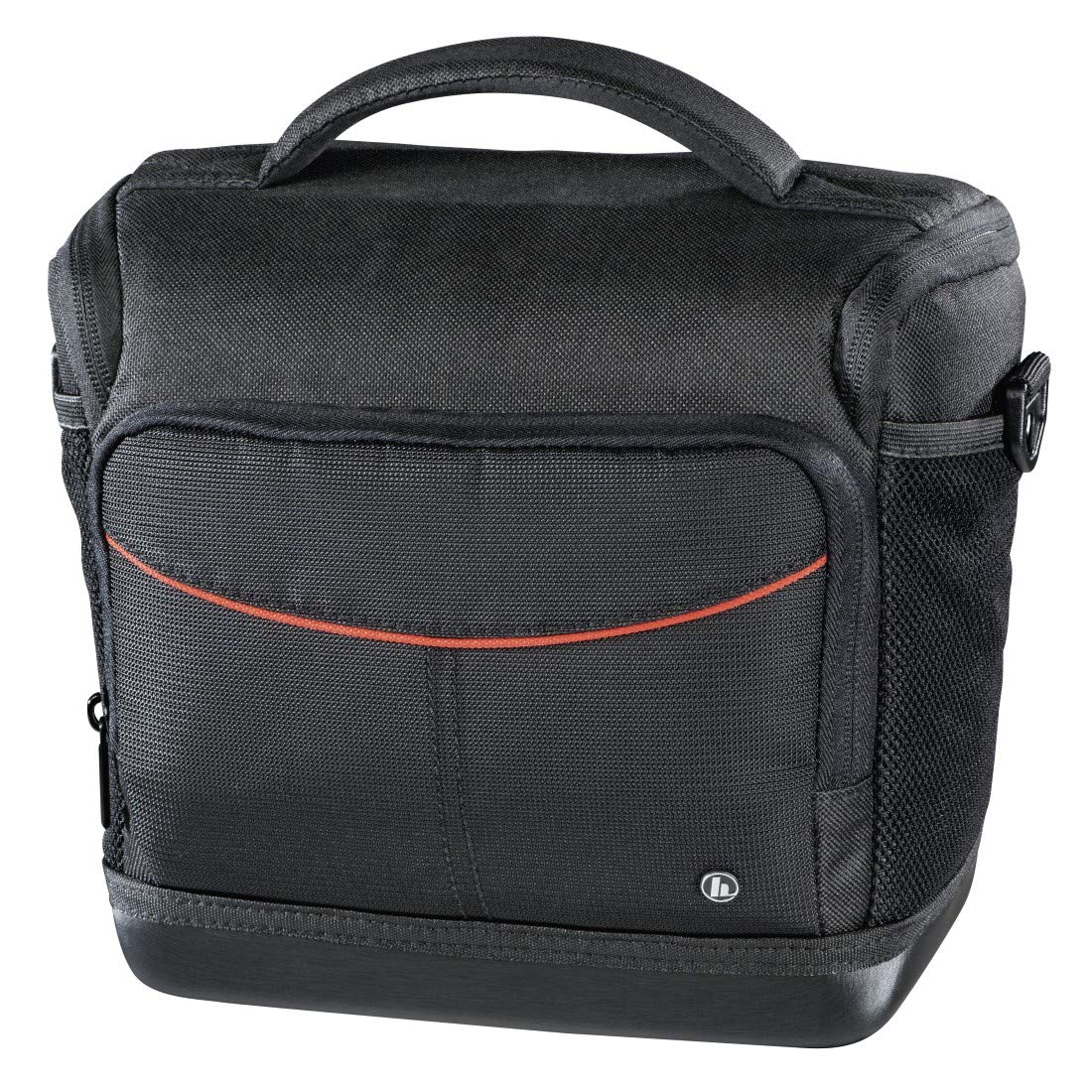 Hama Albany Camera Case for Digital Camera (Camera Bag for DSLR, with Accessory Compartments, Carry Handle, Belt Loop and Inner Dividers, Shoulder Bag, Tear-Resistant Polyester, 20 x 11 x 17 cm) Black