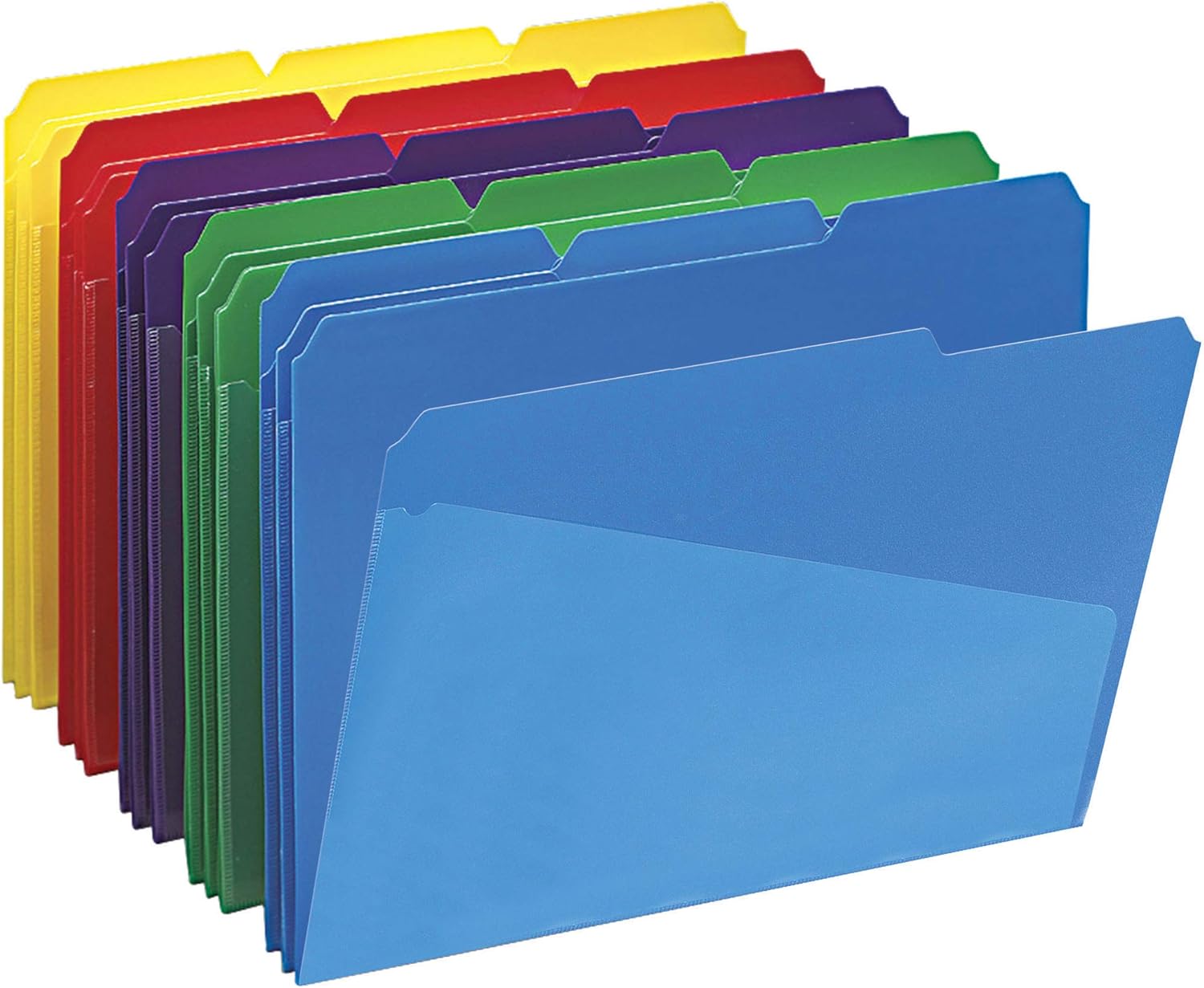 Smead Slash Pocket Poly File Folders, 1/3-Cut Tab, Letter Size, Assorted Colors, 30 per Box (10540) : Colored File Folders : Office Products