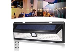 Narati Solar RV Porch Light with 270° Wide Angle & 3 Modes, 118 LED Motorhome Motion Sensor RV Exterior Lights Fixture with Remote Control, Waterproof Camper Outdoor Lights for Travel Essentials