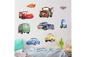 WALL PALZ Disney Pixar Cars Wall Decals - Lightning McQueen & Friends Small Vinyl Stickers for Bathroom Nursery Bedroom Decor - Peel and Stick Room Decorations
