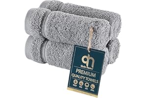Qute Home 4-Piece Washcloths Towels Set, 100% Turkish Cotton Premium Quality Towels for Bathroom, Quick Dry Soft and Absorbent Turkish Towel, Set Includes 4 Wash Cloths (Grey)