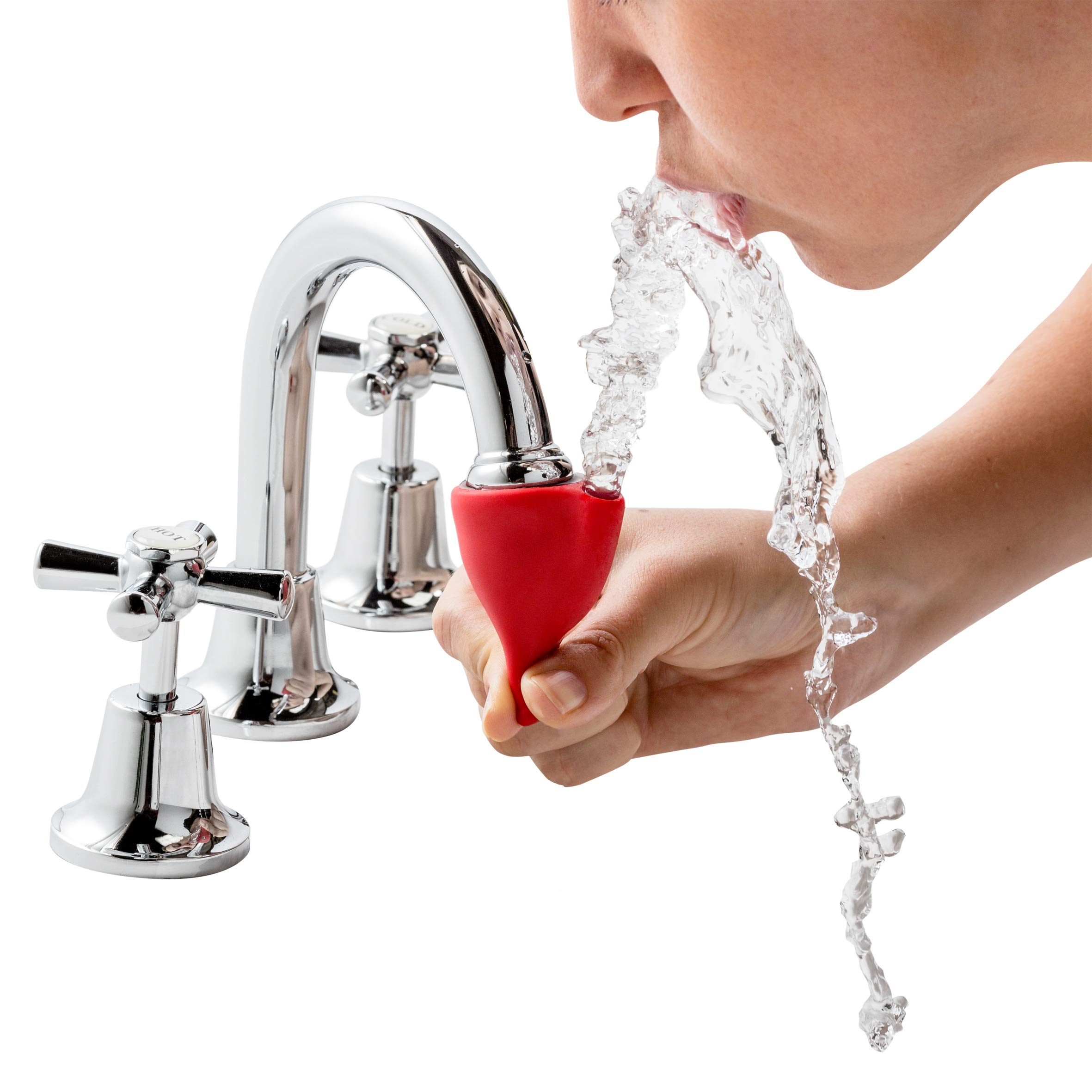 Dreamfarm Tapi | Protective Rubber Tap Head Cover and Water Fountain | Red