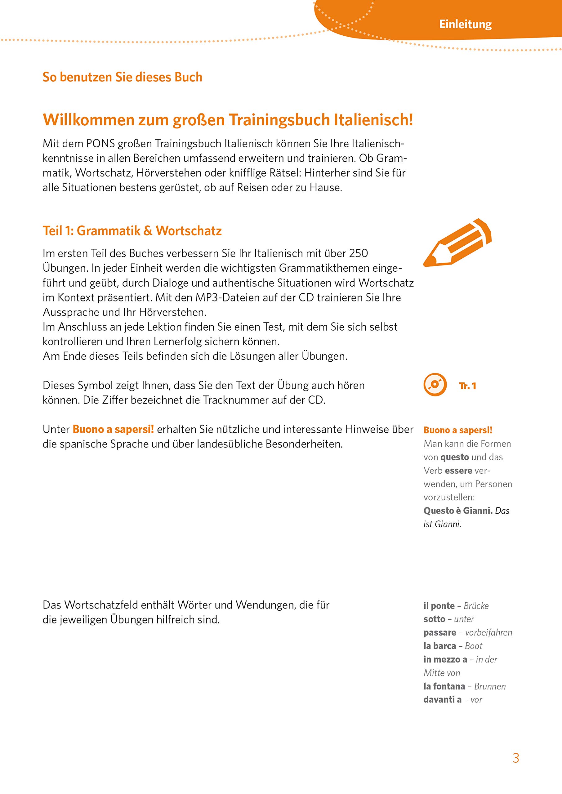 Pons Das Grosse Trainingsbuch Italienisch Besser In Italienisch Mit Ubungen Audiotraining Und Ratseln Amazon De Bucher