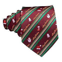 Barry.Wang Mens Christmas Tie Set Maroon Green