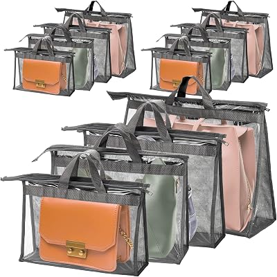 Peohud 12 Pack Dust Bags for Handbags 4 Sizes Clear Zippered Storage Organizer