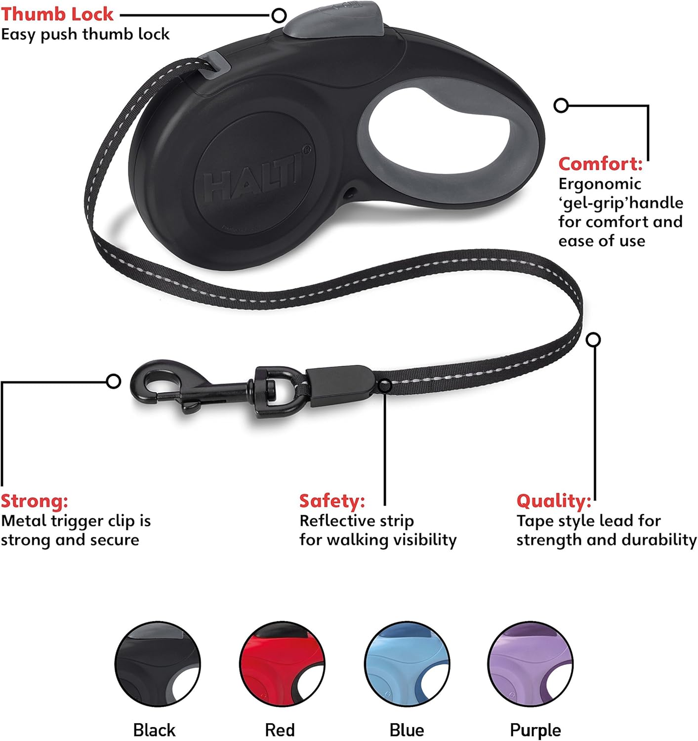 purple retractable leash