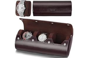Watch Roll Travel Case Watch Box Organizer for Men with 3 slots Watch Display Storage Portable Watch Rolls PU Leather Cases (