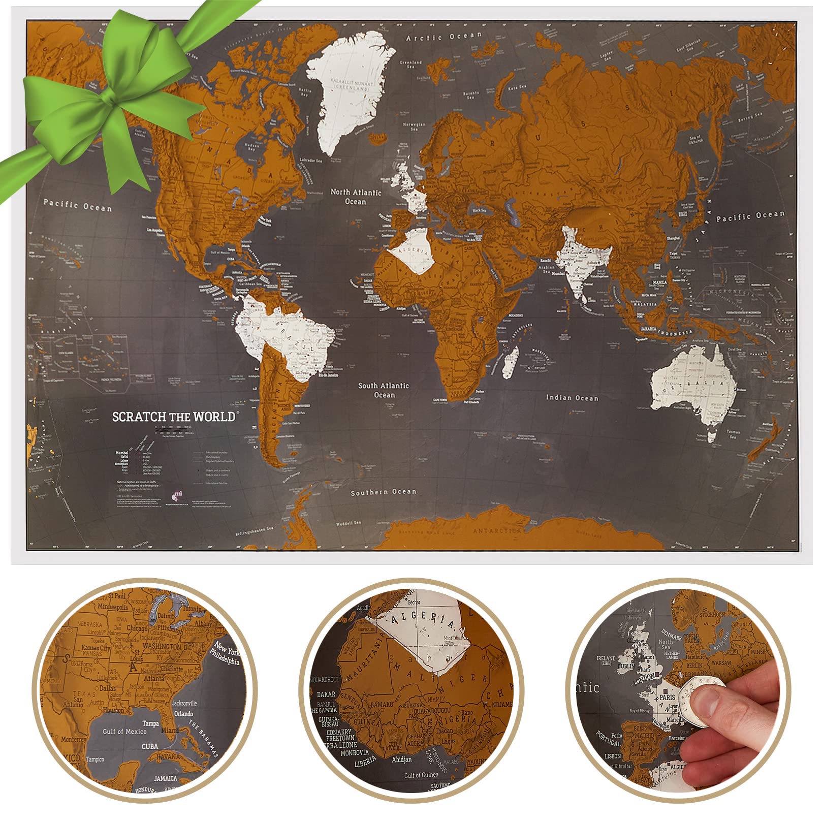Maps International Scratch the World® Travel Map – Black Scratch Off World Map Poster – 84 x 59