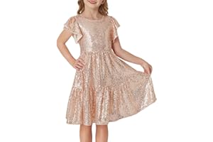 GRACE KARIN Girls Formal Party Dress Sequin Birthday Fancy Dresses Wedding Guest Dance Ruffle Dress Size 6-14