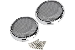 KZMPMT 1 Pair 6.5" Saddlebag Lid Lower Leg Vented Fairing Speaker Grill Cover Compatible with 2014-later Harley Touring Road King Road Glide Electra Glide Ultra Limited Tri Glide (Chrome)