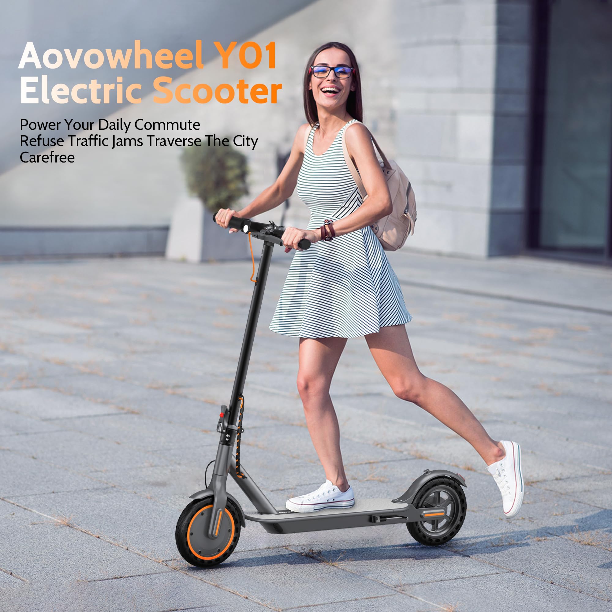 Electric Scooter for Adults, Folding E Scooter with 350W/500W Motor 16-24 Mph Top Speed, Max 15-60 Miles Long Range, 6.5''/8.5''/10''/14'' Solid Tires Commuting Scooters, Dual Brakes, APP