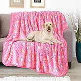 Rezutan Upgraded Dog Blankets for Large Dogs, Dog Cat Blankets Washable 40" x 50", Soft Pet Mat Throw Cover for Kennel Crate Bed, Cute Paw Pattern, Dog Blanket, Pet Blanket (1 Pack Pink)