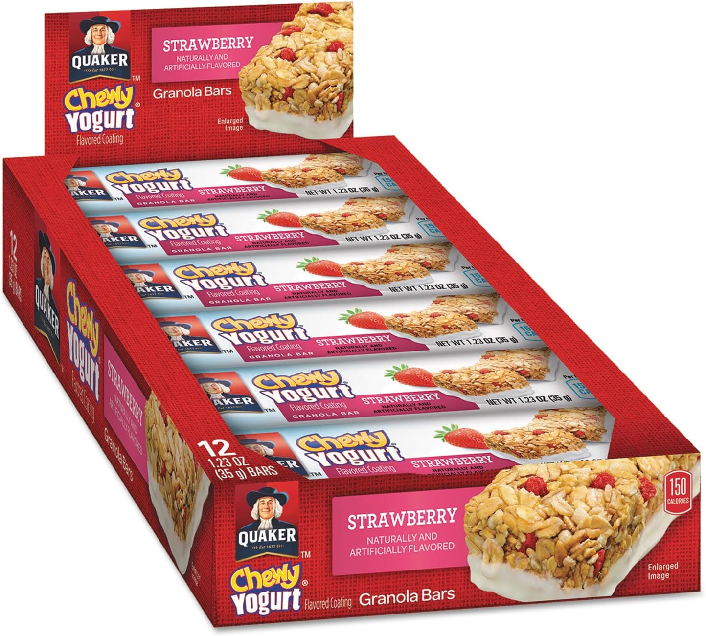Quaker 31567 Chewy Yogurt Granola Bars, 1.23 Oz Bar, Strawberry, 12/Box
