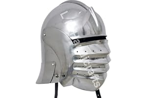 L M Handicrafts Medieval North Italian Bellows face visored Sallet Late Helmet Also for with Inner Liner Silver Roman Spartan