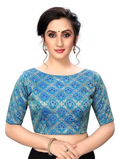 Women's jacquard Multi Blouse With Round Neck (BL-20046)_Free_Size