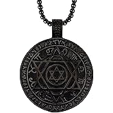 HAQUIL Seal of Solomon Necklace, Stainless Steel 12 Constellations Hexagram Six Pointed Star Protection Amulet Talisman Pendant, Jewish Jewelry Gift