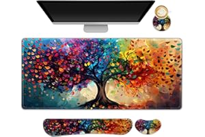 NXZGO Large Gaming Mouse Pad Set, 4 in 1 Ergonomics Keyboard Desk Mat with Memory Foam Wrist Rest, Computer Extended Game Mou