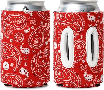 Amazon Objectiboo オブジェクティブー 通せるクージー 350ml用 Reference ペイズリー柄 レッド 取手付き缶 クージー ペットボトル Cb缶カバーにも使用可 日本製 Objectiboo クーラーボックス