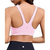 RIOJOY Sports Bras for Women, Double Lined Womens Sports Bras with Removable Pads, Racerback, Square Neck Gym Yoga Sport Bra
