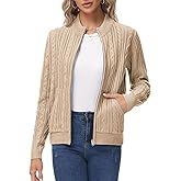 KANCY KOLE Women's Zip Up Sweaters Jacket, Cable Knit Chunky Cardigan Sweater with Pockets, Fall Winter Clothes