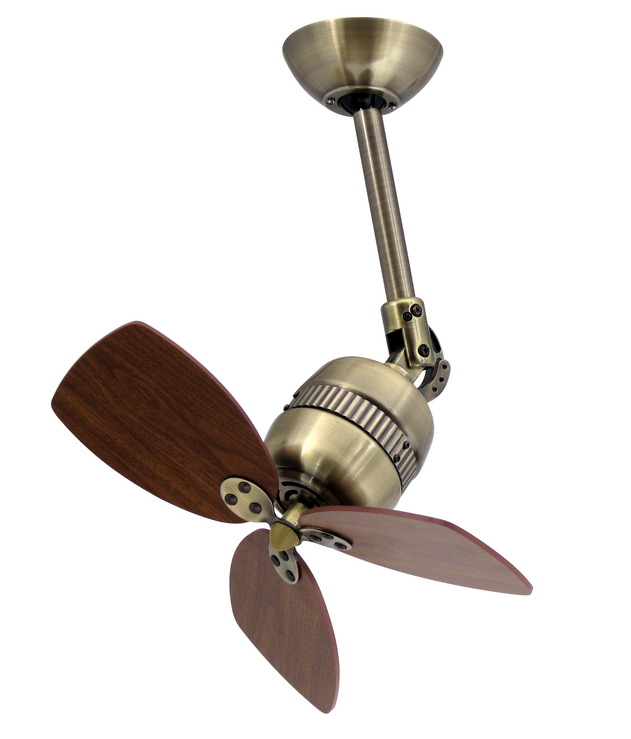 Ceiling Fan Propeller Toledo in Antique Brass with Wall Control, Blades Walnut