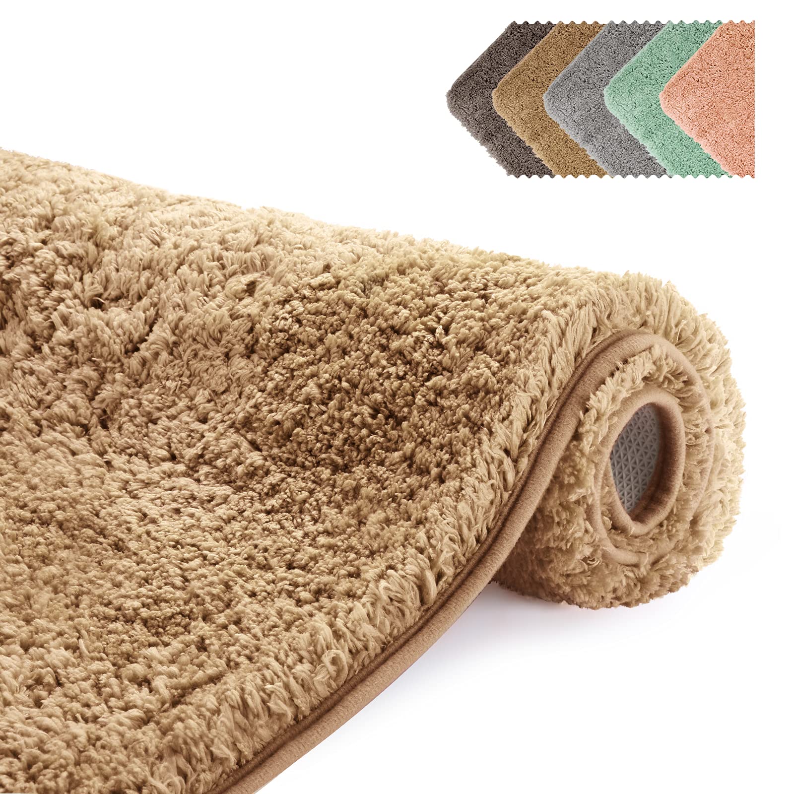 KINLO 3 cm Thick Non-Slip Bath Mat, High Pile Bath Mat, 40 x 60 cm, Machine Washable Bath Mat, Bathroom Rug with Water Absorbent, Bathroom Rug for Shower, Bath and Bathroom