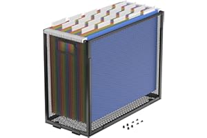 Oterri Hanging File Organizer, Metal File Organizer, Portable Desktop File Organizer for Letter Size Folder, Mesh Hanging File Crate for Office,Folders Not Included(Cool Black,1 Pack)