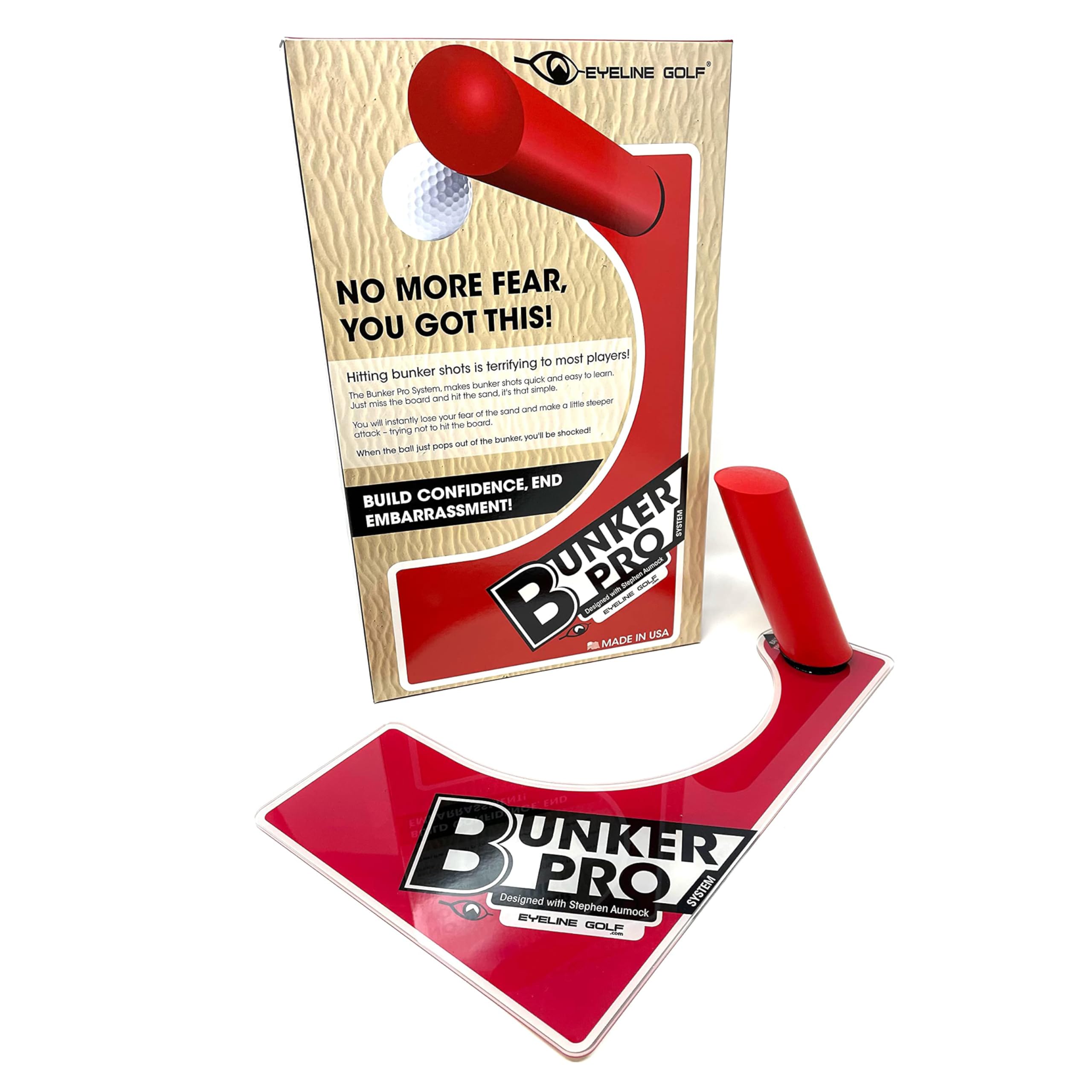 EyeLine Golf Bunker Pro System - Portable Practice Training Aids to Improve Your Shots from Bunker. Get The Ball Out of The Sand Trap and on The Green. Guaranteed Instant Improvement. Made in USA.