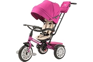 POSH BABY & KIDS Bentley Trike, All Terrain Toddler Bike 6-in-1, Officially Licensed & Designed by Bentley Motors UK; Baby to Big Kid Tricycle is a Compelling Statement of Performance & Luxury, Fuschia Pink (6m-5y+)