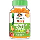 Lifeable Turmeric Curcumin and Ginger for Kids – with Black Pepper Extract – Great Tasting Natural Flavor Gummy Supplement – 