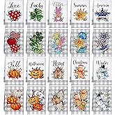 FuWeave 20 Pcs Holiday Kitchen Towels Seasonal Decorative Hand Towels Set Christmas Dish Cloths Winter Valentine's Day 16 x 24 Colorful Wash Cloths with Hanging Loop(Vigor Plaid)