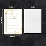 Cardlyst A6 Party Invitations 25 Pack White Gold Foil Print Birthday Baby Shower view 3