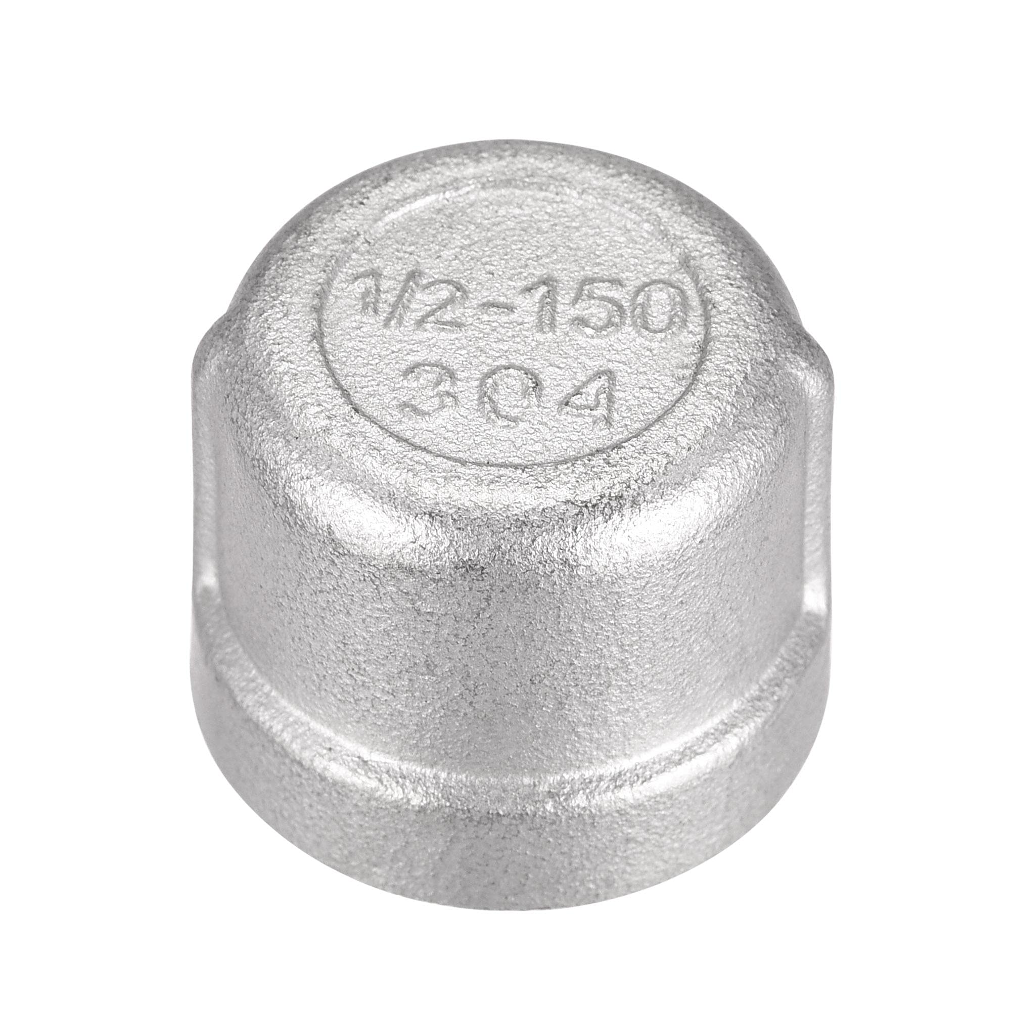 sourcing map 304 Stainless Steel Pipe End Cap Fitting 1/2 NPT Female Thread Plug
