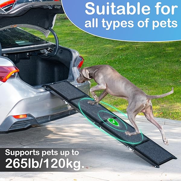 UROSS DOG RAMP FOR CAR 63″ LONG – COLLAPSIBLE PET RAMPS FOR LARGE DOGS SUV TRUCK FOLDING OUTDOOR DOG RAMP FOR PORCH STEPS
