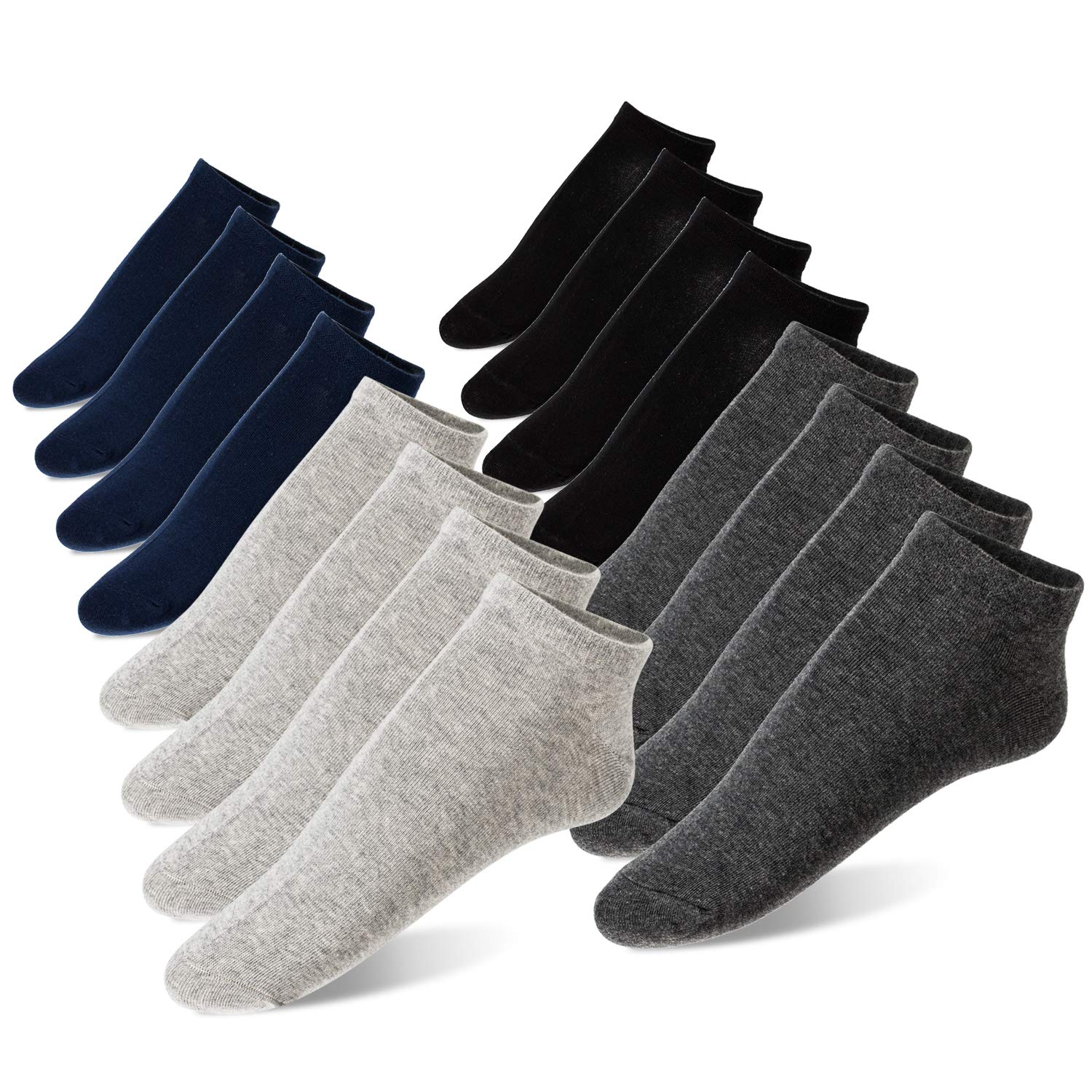 Mens Socks No Show Low Cut Invisible 8 Pack Men Non Slip Cotton Boat Liner Sneaker