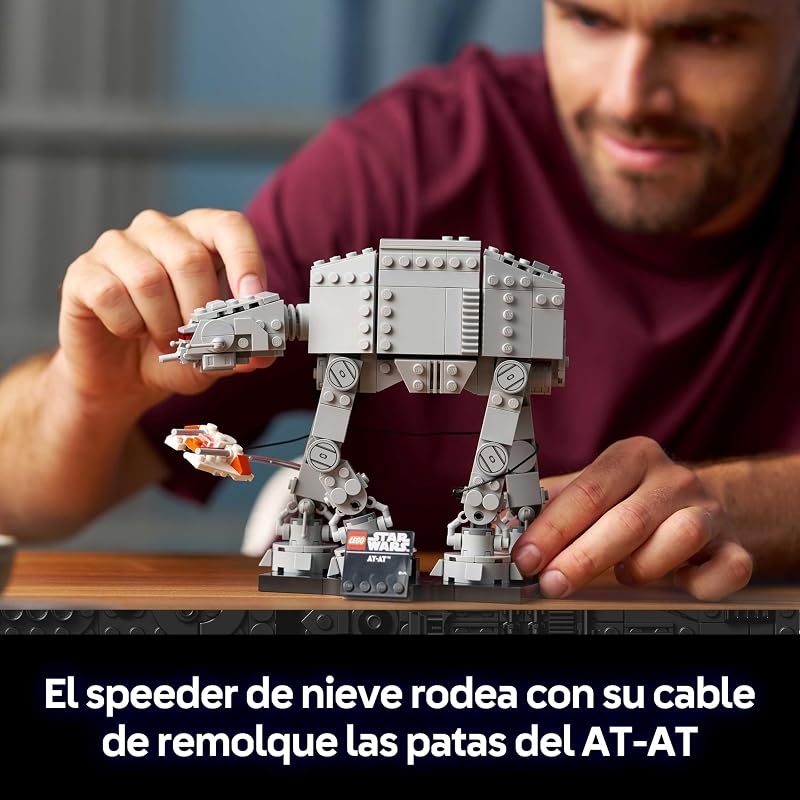 Star Wars 75440 AT-AT - Modelo para Adultos com Snow Speeder, Base de Exposição e Placa de Identificação - Decoração na Prateleira - Ideias de Presentes para o Dia do Pai