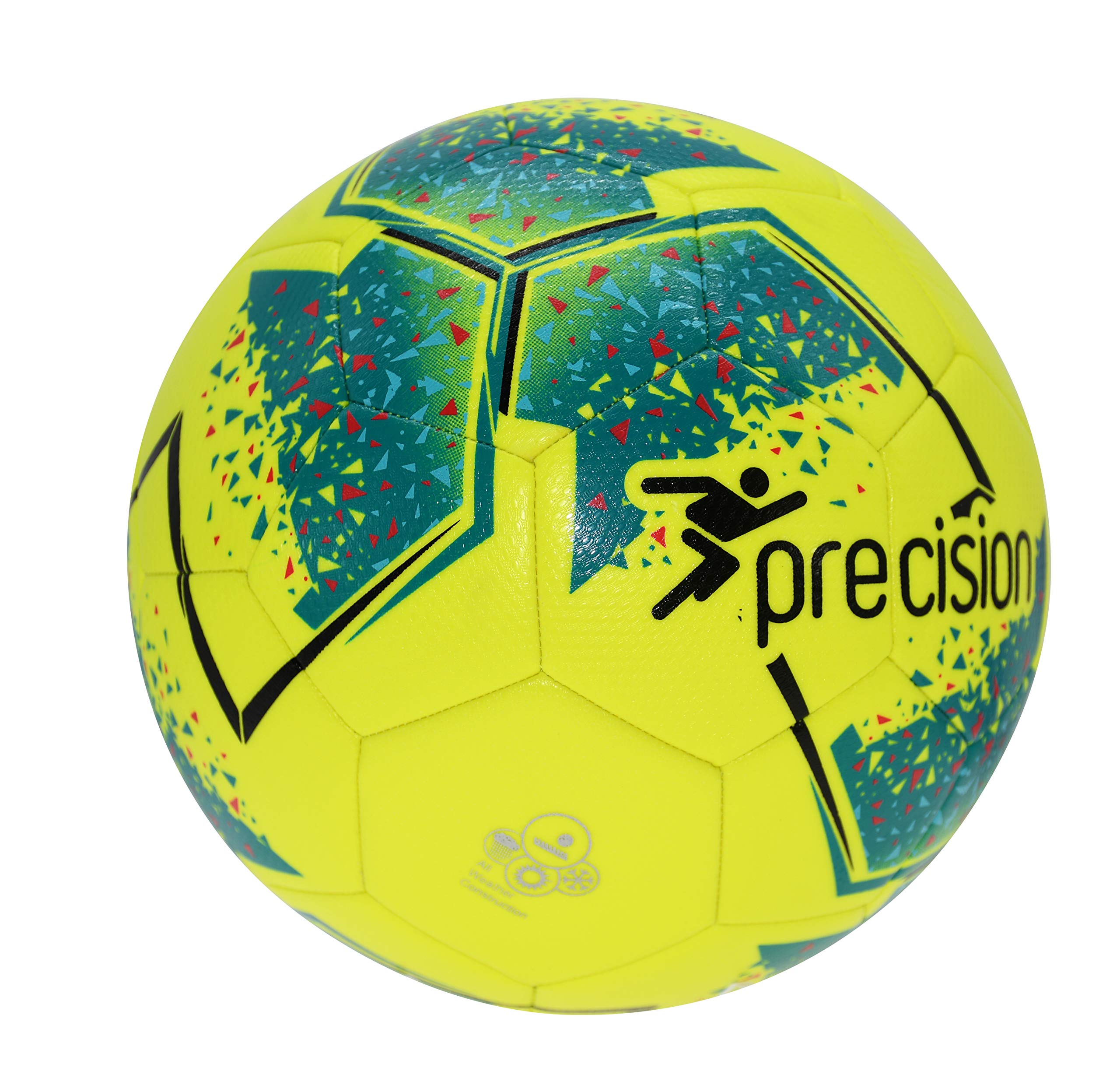 Precision Unisex's Fusion IMS Training Ball, Fluo Yellow/Teal/Cyan/Red, 3