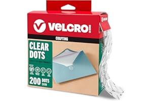 Velcro Brand Thin Clear Dots with Adhesive, 200Pk 5/8in Circles, for Crafting School Projects, Home and Office Organization | Low Profile Design