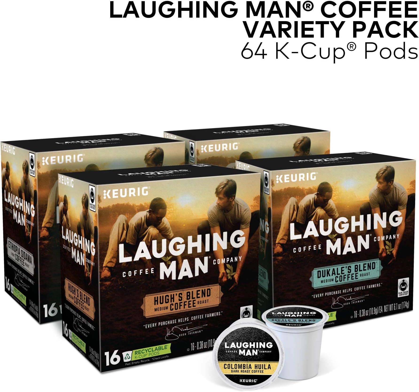Laughing Man Hugh's Blend, Single Serve Coffee K-Cup Pod