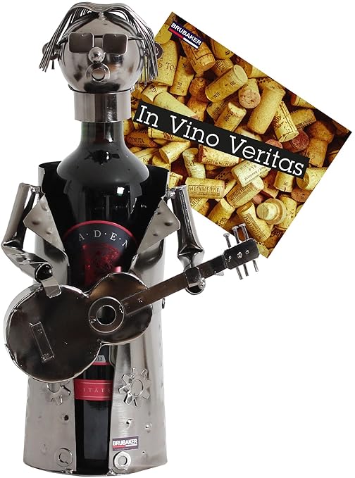 title=BRUBAKER portabottiglie dal design rockstar chitarrista con chitarra