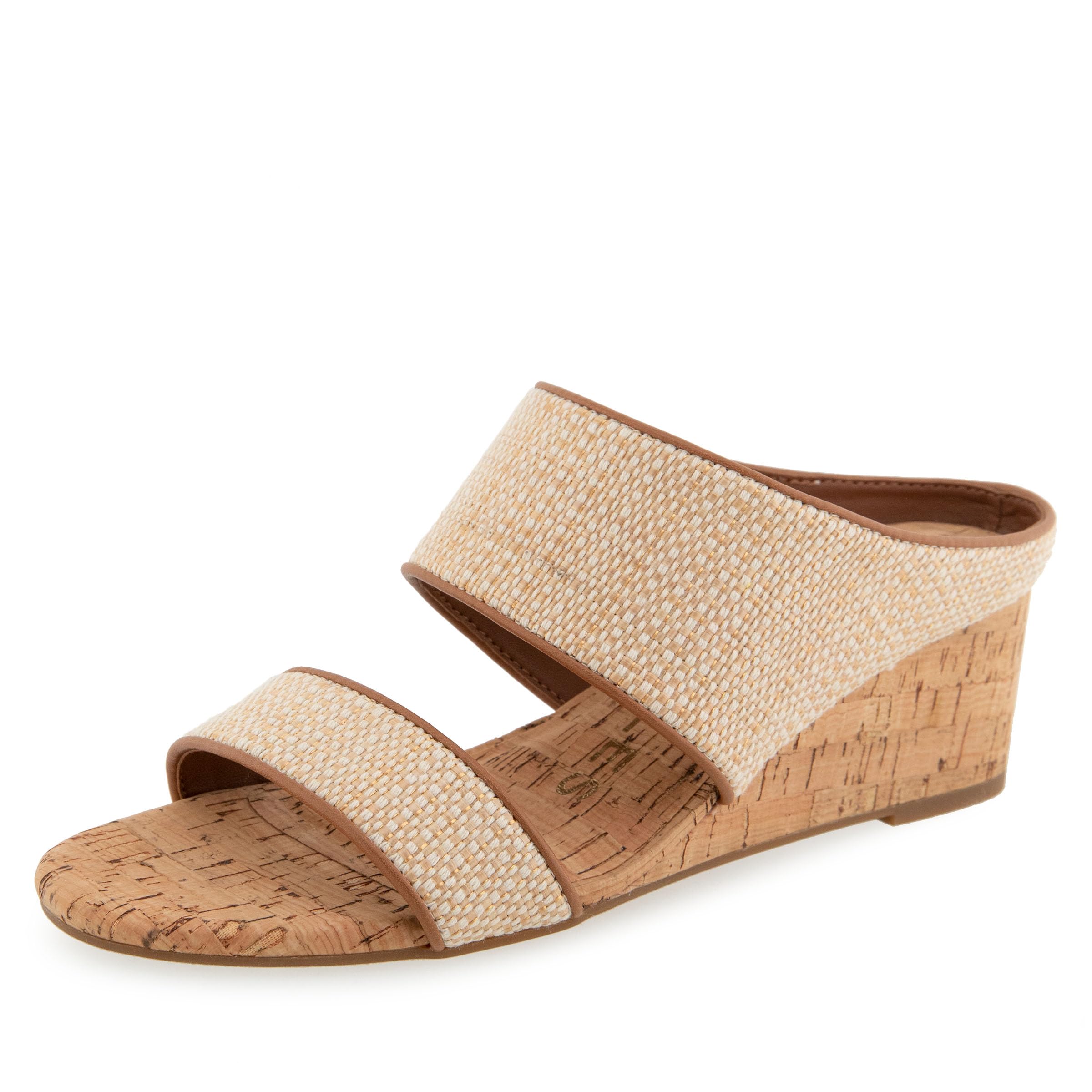 Aerosoles Women’s Wheeler Wedge Sandal, Natural/Tan Raffia/Cork, 9.5W