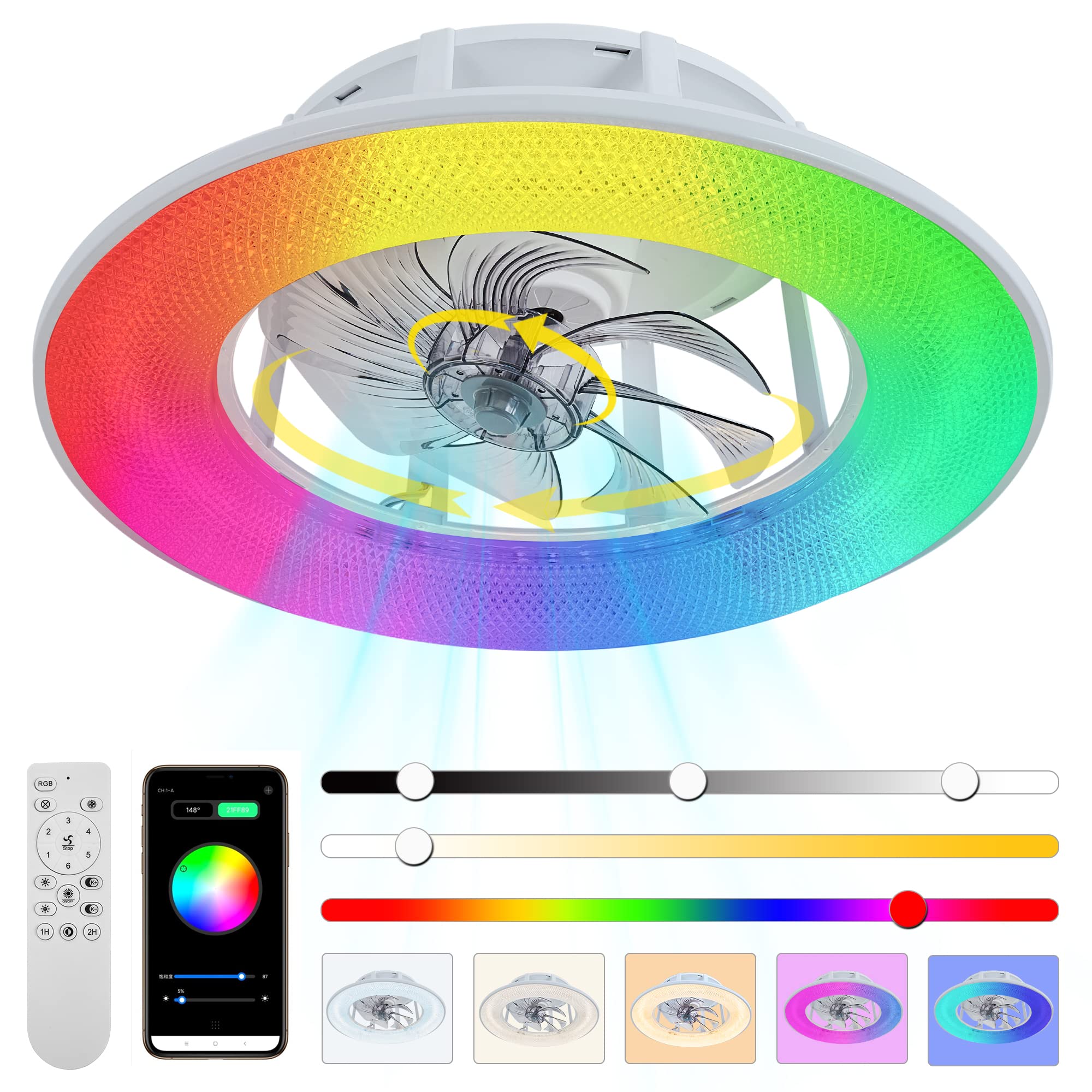 KAMLAM 360° Bladeless Ceiling Fan with RGB Color