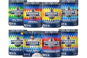 Chinook Seedery Roasted Jumbo Sunflower Seeds - Keto Snacks, Gluten-Free, Non-GMO, 8 Flavor Variety Pack 4 oz (12-Pack)