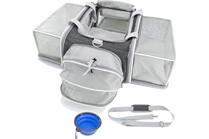 PIDIPITI 17L*12.5W*8.5H,Jetblue Southwest Allegiant Spirit Airlines Approved pet Carrier with 3 Sides Expandable, for 1 Small-Medium cat Under 10 lbs/1 Small Dog Under 6-8 lbs.