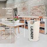 DOKEHOM 90L Large Collapsible Laundry Basket Beige Freestanding Hamper view 2