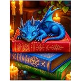 NFDPFUN Fantasy Blue Dragon Diamond Art Kits for Adults,Magical Book Diamond Painting kit for Beginner,DIY Diamond dots,Gem Art and Crafts,Diamond Mosaic Craft Kits,Home Decor,11.8X15.8inch